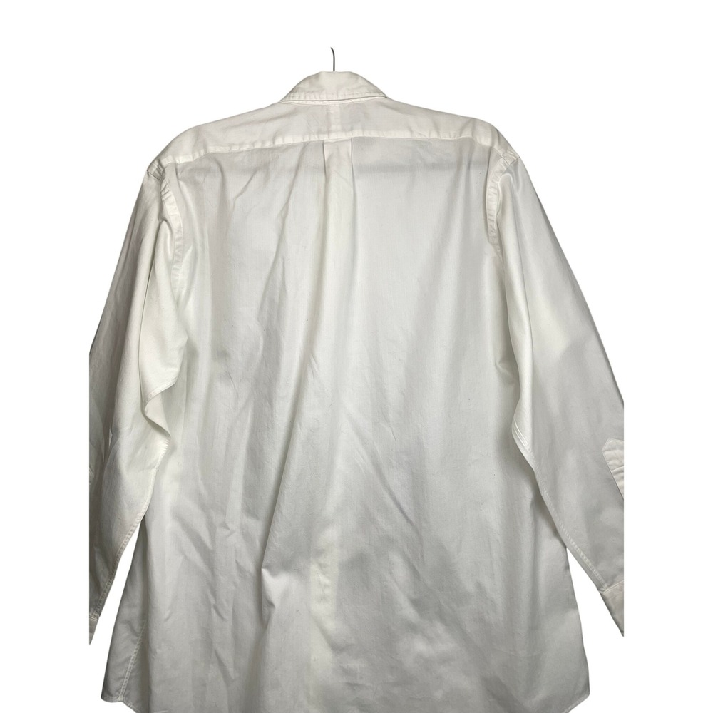 Vintage Ralph Lauren Yarmouth Mens 16 32/33 White Herringbone Button Down Shirt - Picture 4 of 16